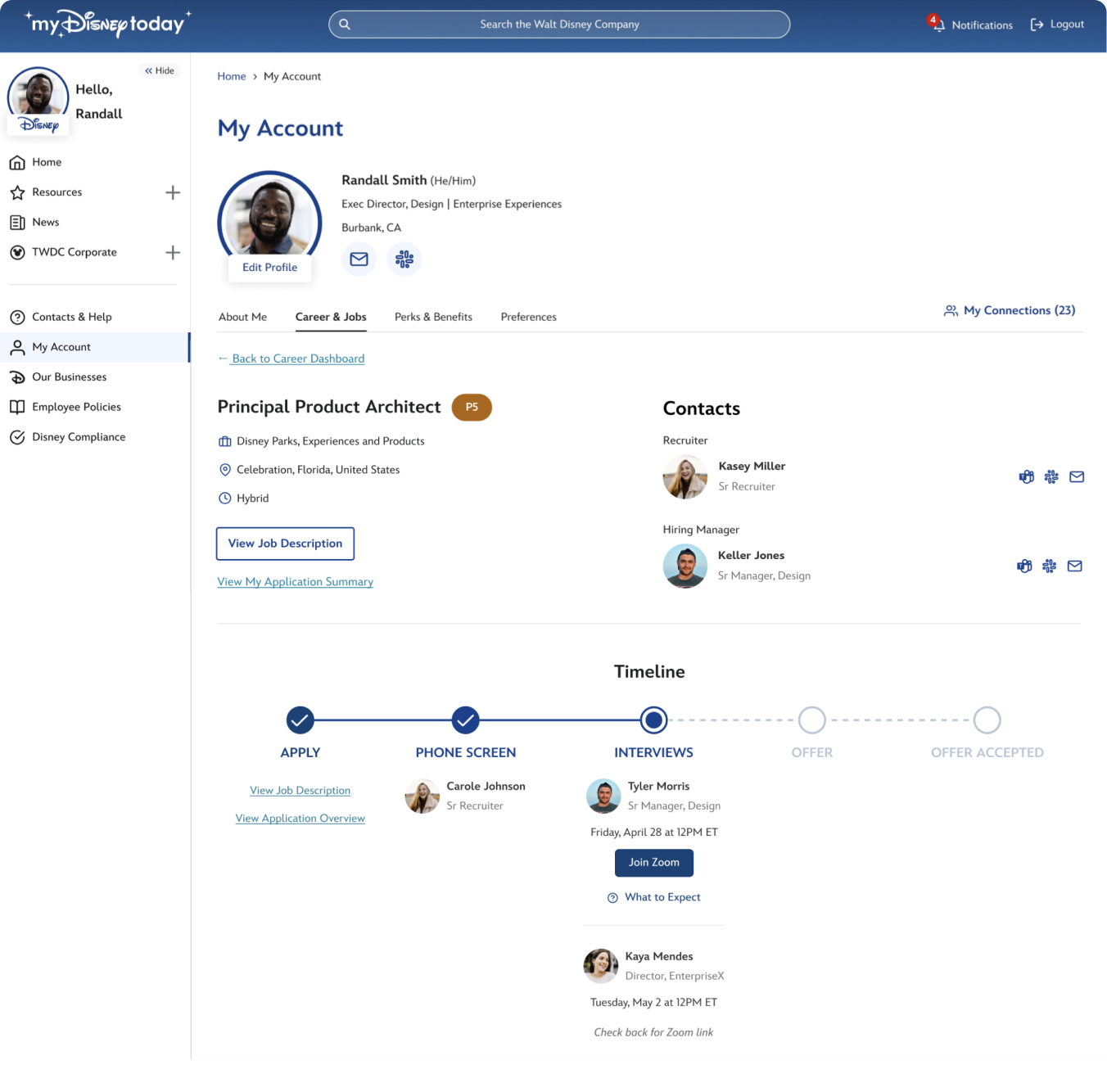 Disney Profile Learning Page