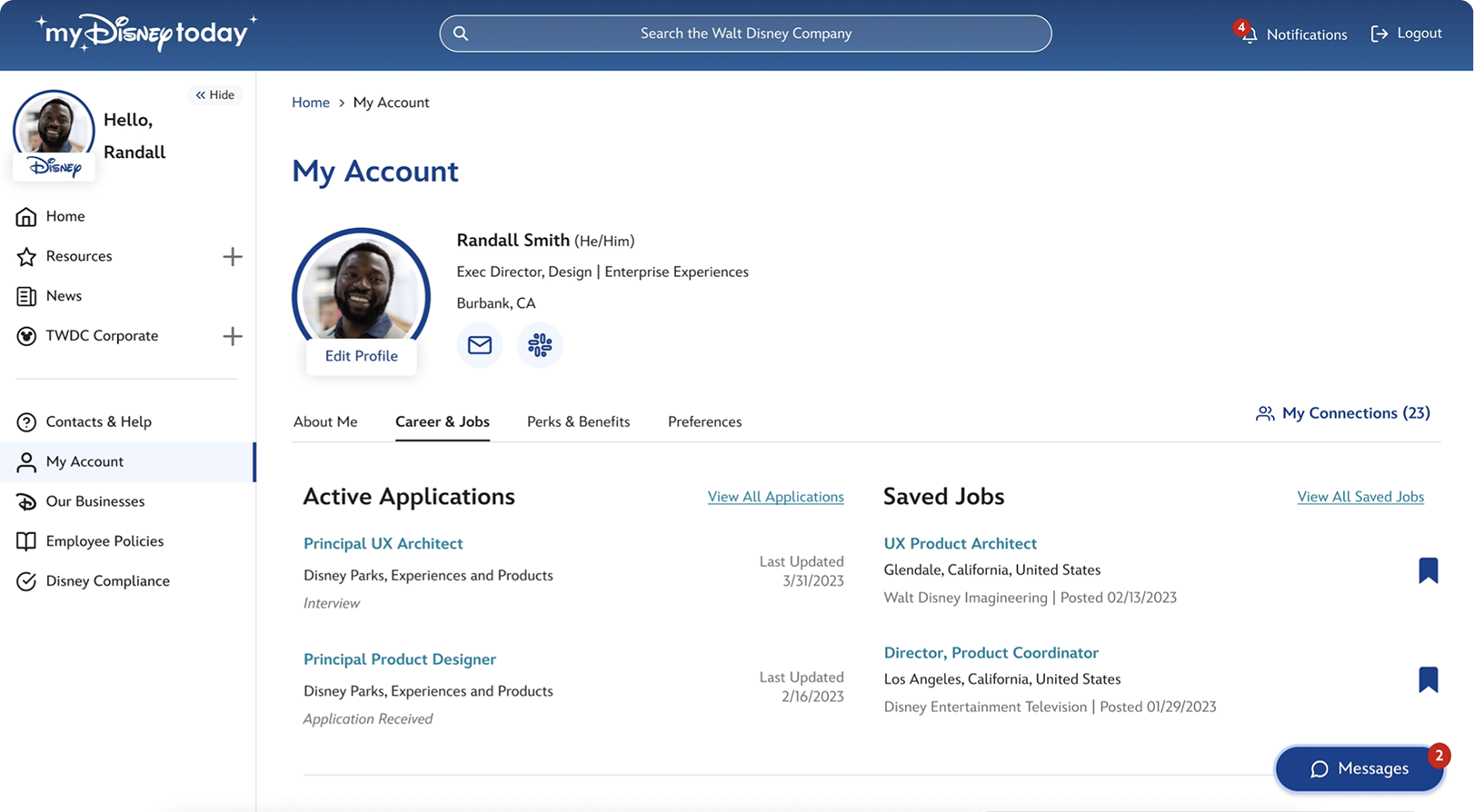 Disney Profile Learning Page